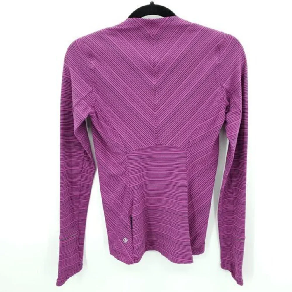 Lululemon Kanto Catch Me Long Sleeve 4 Stripe Regal Plum Naval Blue